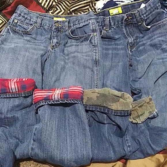 Old Navy Other - 2 pair old navy flannel lined boy jeans size 12
